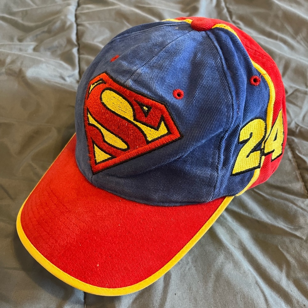 VTG Y2K Jeff Gordon #24 Superman NASCAR Snapback Hat Chase Authentics